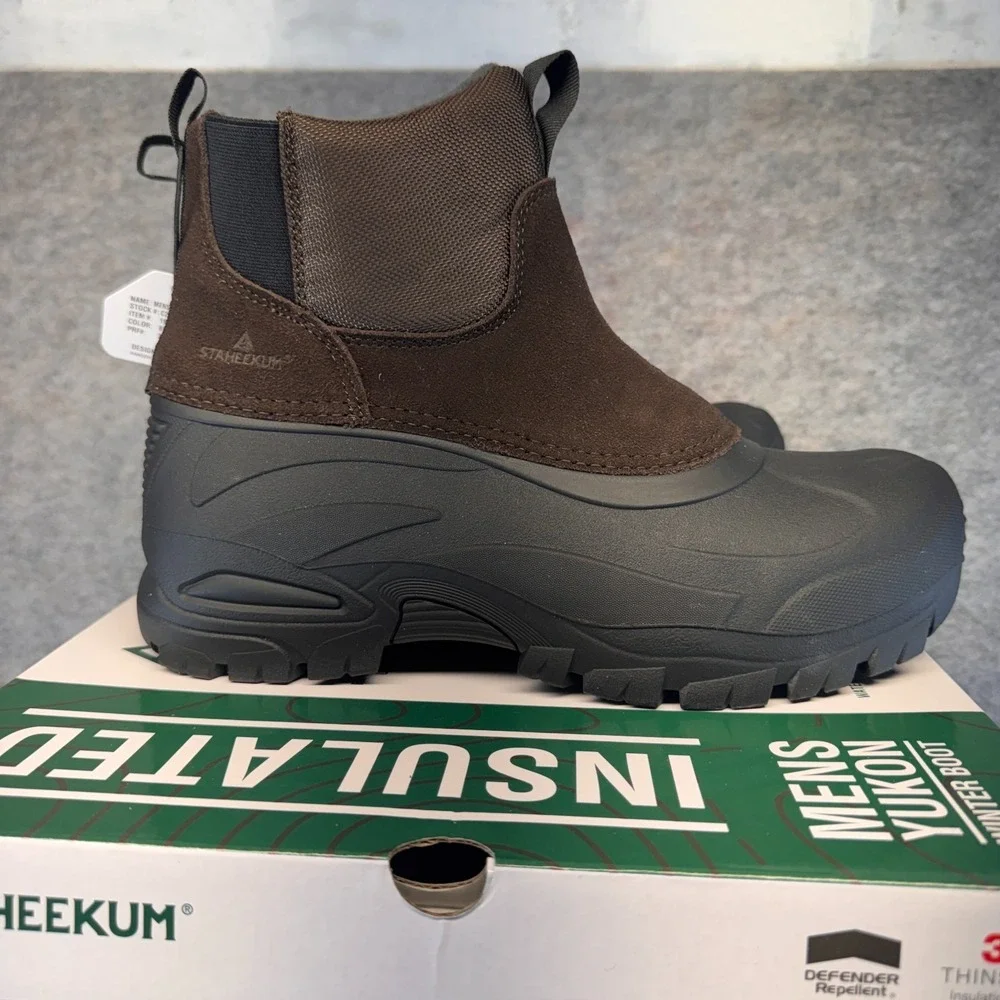 Staheekum Yukon Winter Boots Men's‎ Black Brown Round Toe Pull-On Waterproof  10
